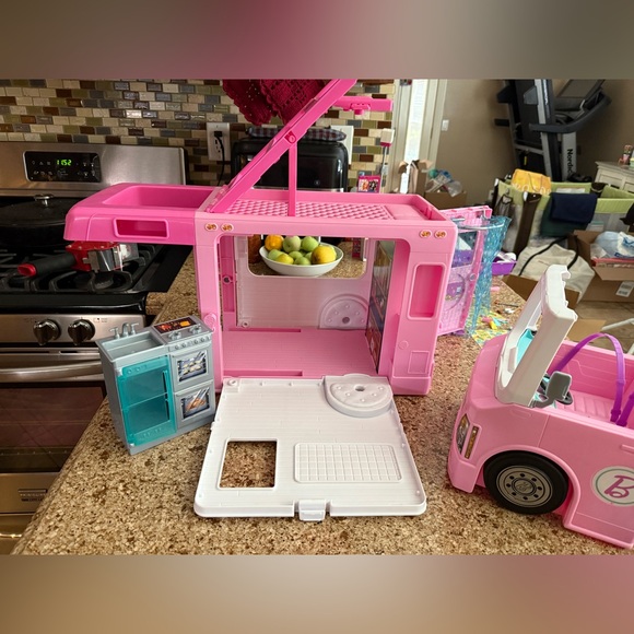 Barbie 3-in-1 Dream Camper Vehicle Play set Van Bus Nice 22”x12”x10” - Picture 4 of 6